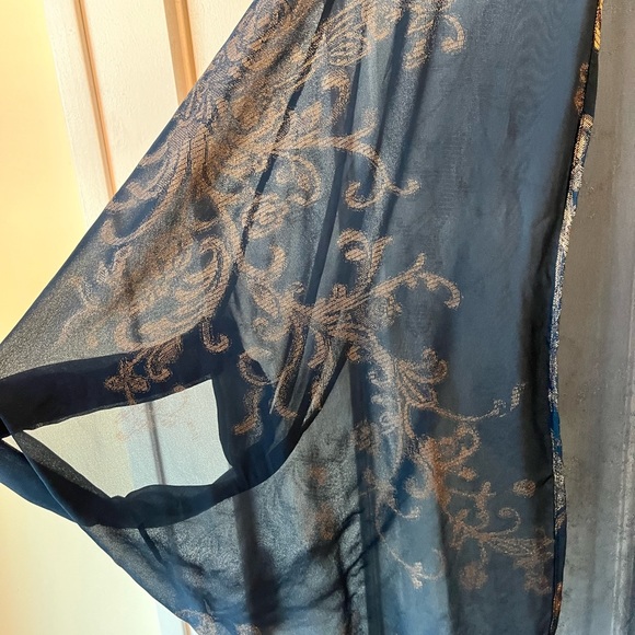 Navy Blue Sheer Shawl - Picture 4 of 6
